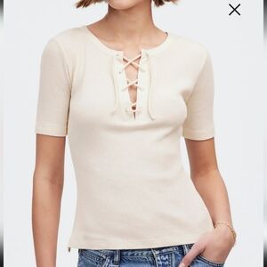 Madewell Ribbed Lace Up T Shirt Top